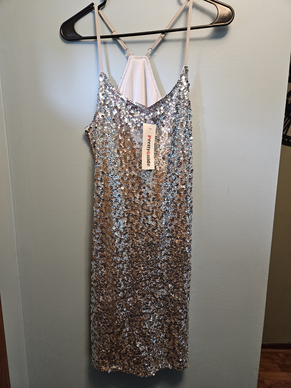 PrettyLittleThing Silver Sequin Mini Dress